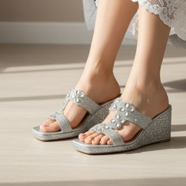 صندل لژدار نقره ای سایزبزرگ